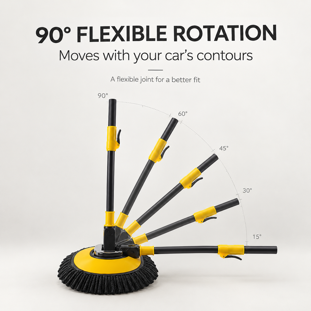 GlossDrive™ Curved Car Cleaning Brush with Extendable Telescopic Handle