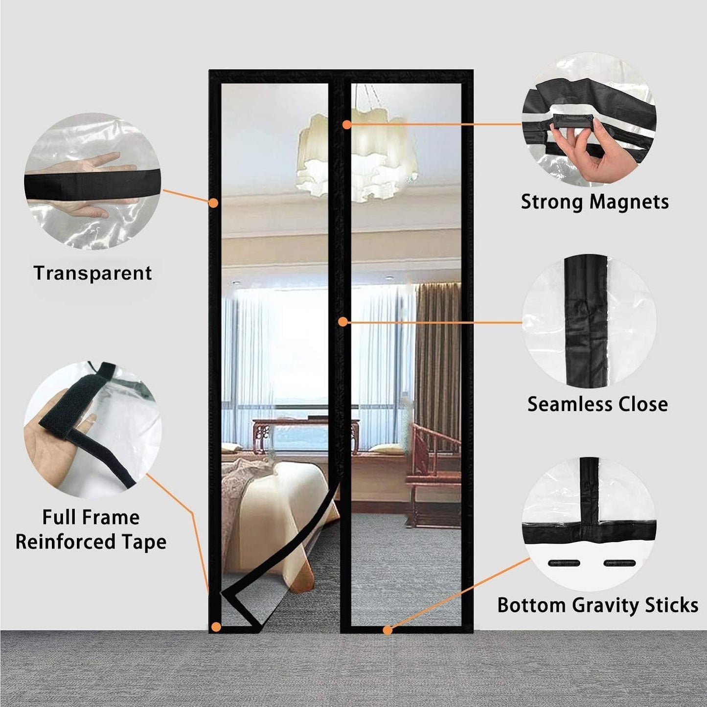 Gadget Brothers® Self-Sealing Magnetic Curtain for Doors. Blocks Insects & Outside Dust