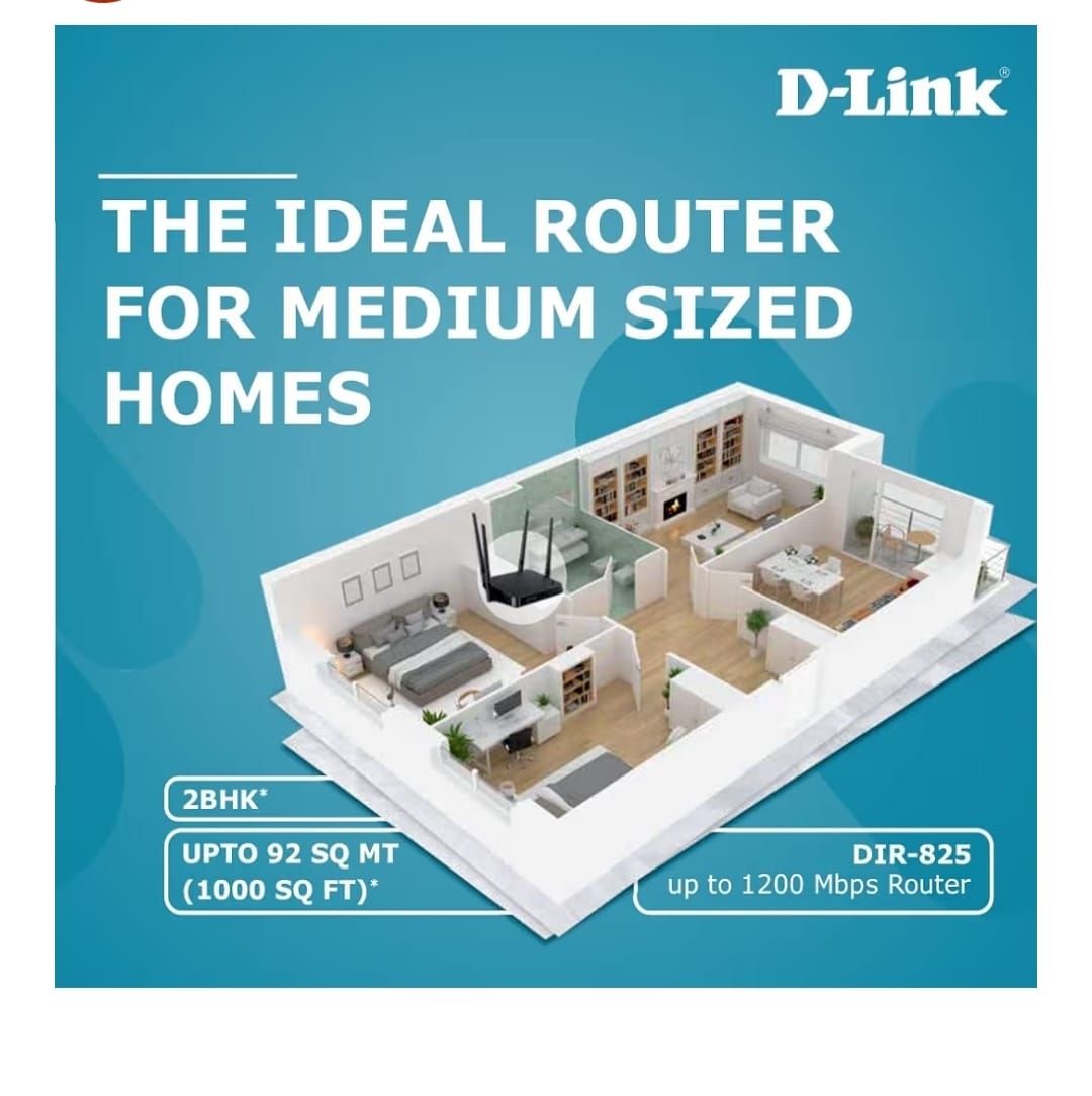 D-Link DIR-825 |High Speed 1200Mbps Dual Band Wi-Fi Router| Gigabit Ethernet Ports | High-Gain Antennas | Easy Setup |MTCTE Certified