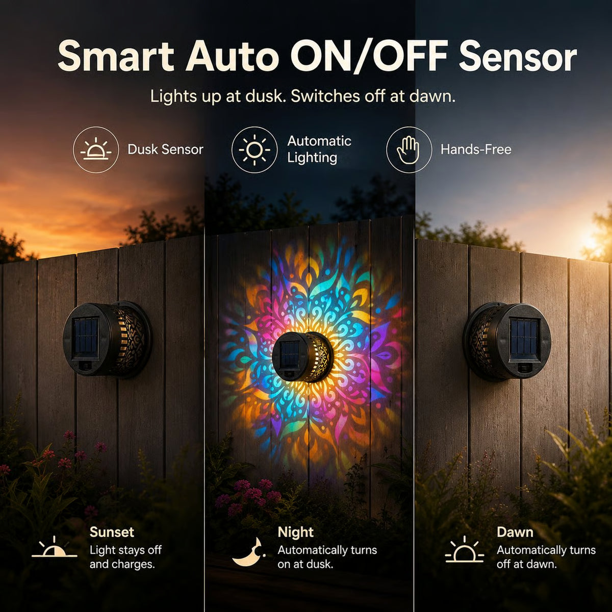 Gadget Brothers™ Outdoor Solar Mandala Light, Multicolor 7 Color Changing Projector Lamp