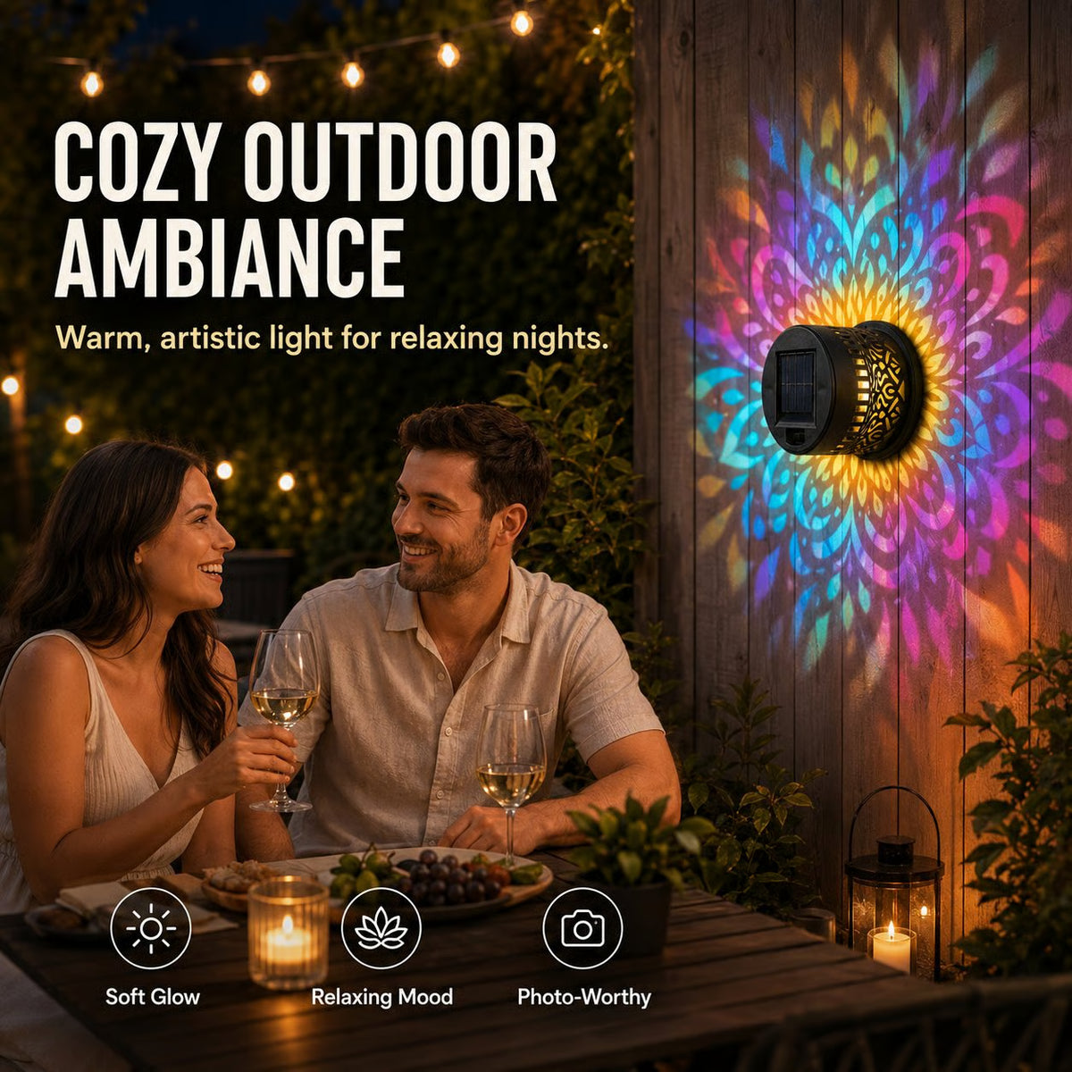 Gadget Brothers™ Outdoor Solar Mandala Light, Multicolor 7 Color Changing Projector Lamp