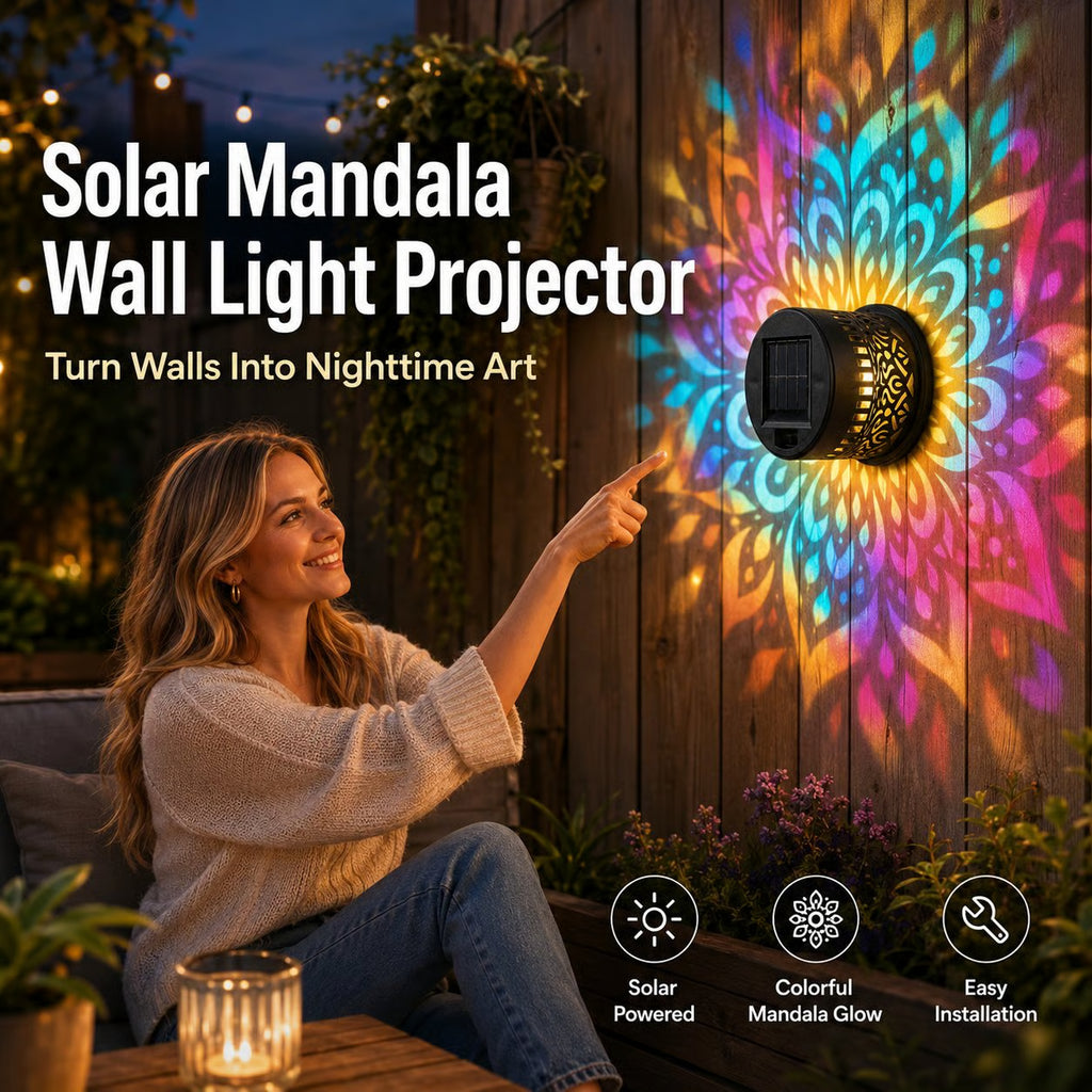 Gadget Brothers™ Outdoor Solar Mandala Light, Multicolor 7 Color Changing Projector Lamp