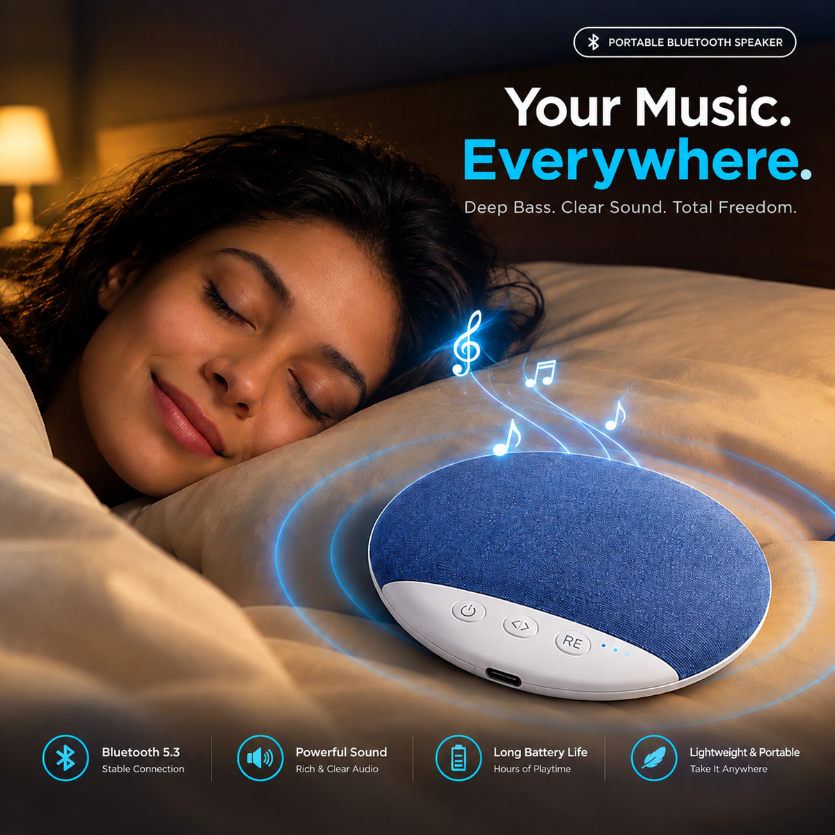 Gadget Brothers™ Slim Sleep Speaker — Slips Under Your Pillow