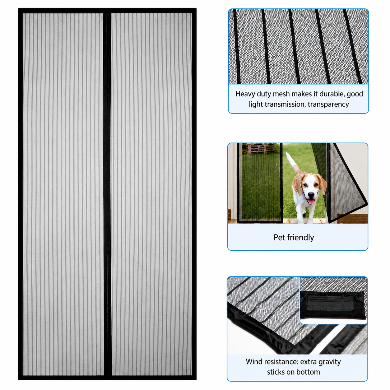 Gadget Brothers® Self-Sealing Magnetic Curtain for Doors. Blocks Insects & Outside Dust